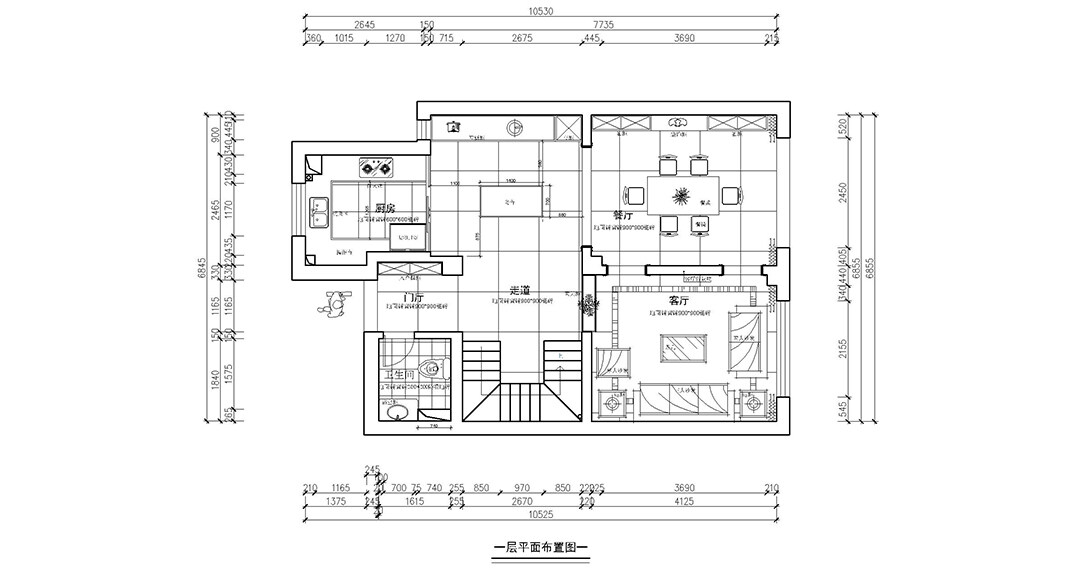 鑫江合院185㎡叠墅一层平面户型布局图.jpg