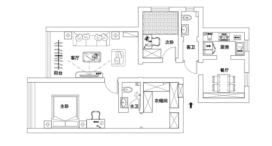 永乐小区100㎡四室一厅户型平面布局图.jpg