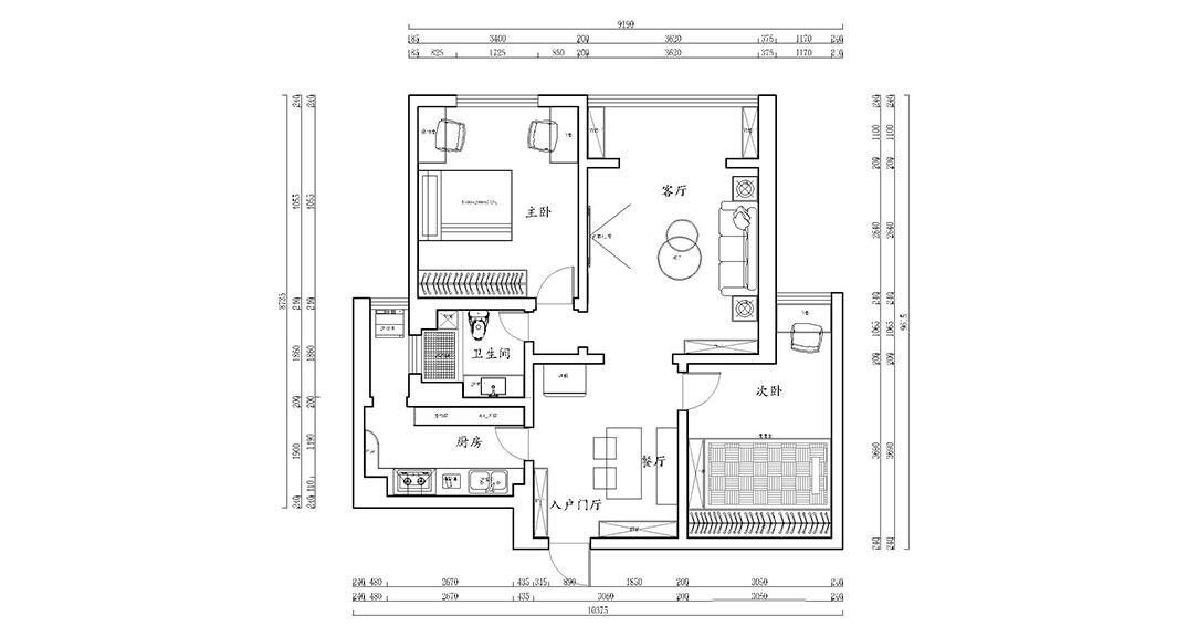 鲁信长春花园114㎡二室二厅户型平面布局图.jpg