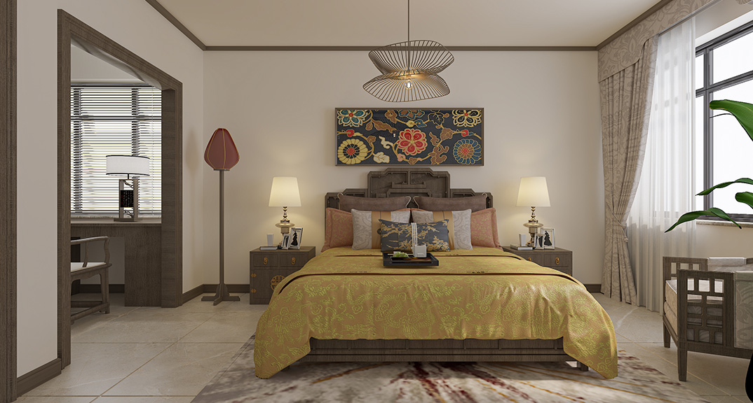 海洋名仕公馆172㎡三室两厅卧室新中式风格装修案例效果图.jpg