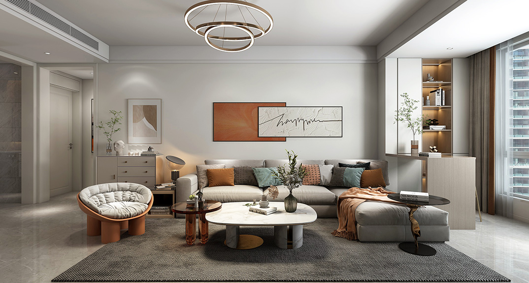 海青公寓200㎡三室两厅客厅沙发现代简约风格装修案例效果图.jpg