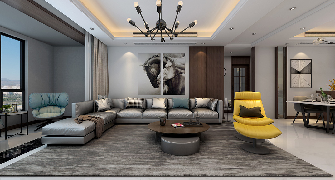 安泰名筑132㎡三室两厅客厅沙发现代风格装修案例效果图.jpg
