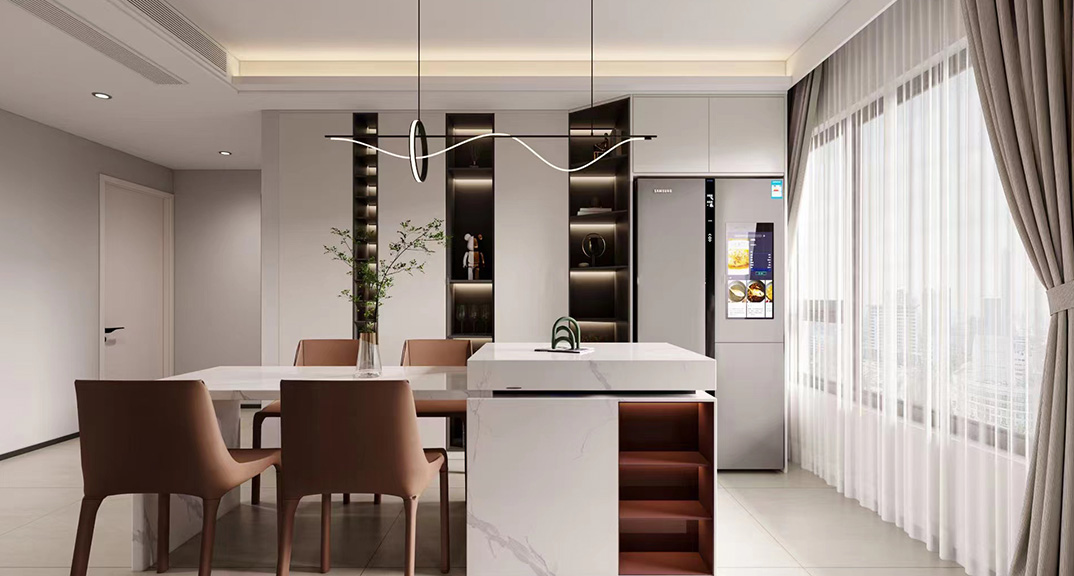 融创逸山136㎡三室两厅餐厅现代简约风格装修案例效果图.jpg