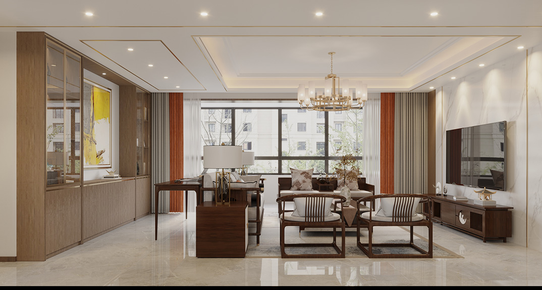城市印象151㎡三室两厅客厅新中式风格风格装修案例效果图0.jpg